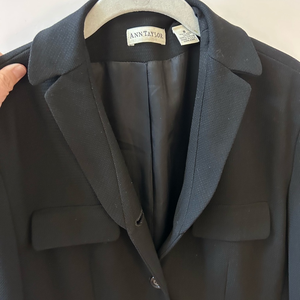 Vintage 90’s Ann Taylor Black 100% wool utility inspired lined blazer. EUC - Picture 5 of 14